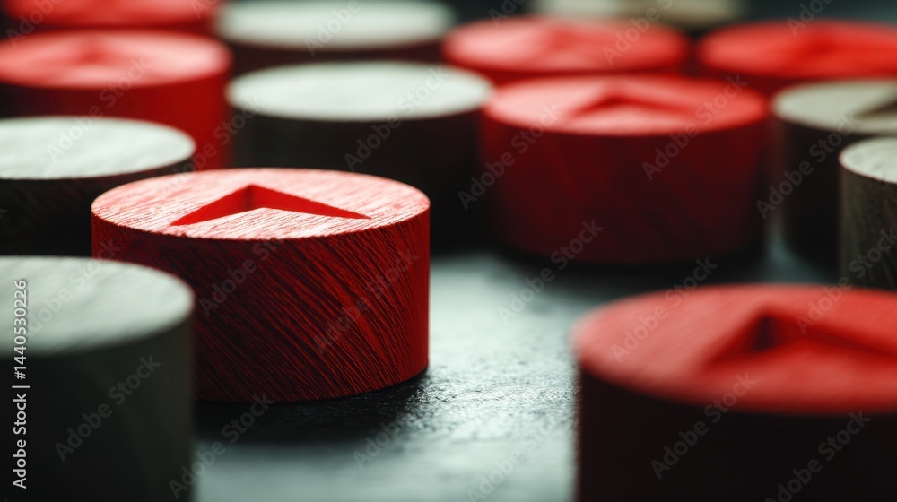 Aufkleber a striking red object placed on a table illustrating price advancements in a low-volume zone and fin