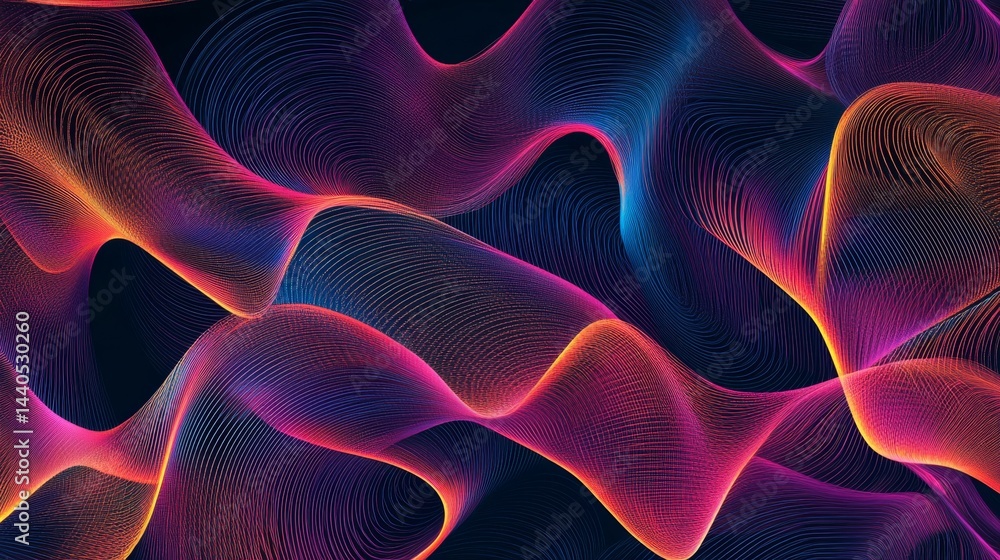Poster dynamic waves of color abstract space graphic design digital art close-up visual impact
