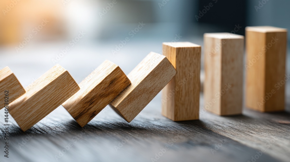 Poster a collection of wooden blocks representing business continuity and resilience in challenging situati