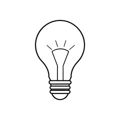 Light bulb outline vector illustration on white background