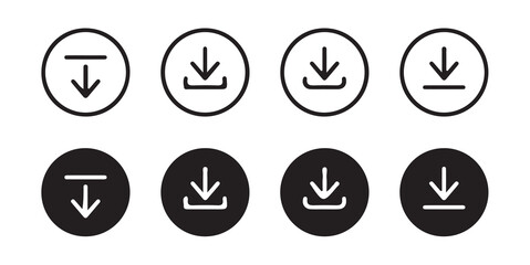 Download icon set. Download button collection. File download icon vector. File download and upload icon symbol in line and flat style on white background. Vector illustration eps 10.