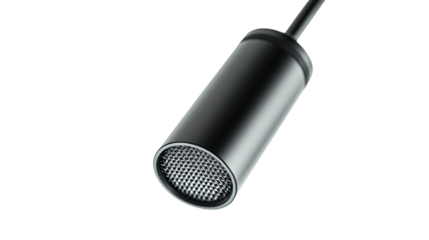 Professional Condenser Microphone Hanging from Ceiling Isolated