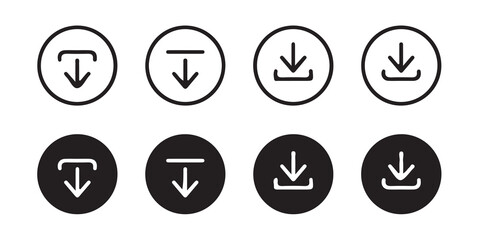 Download icon set. Download button collection. File download icon vector. File download and upload icon symbol in line and flat style on white background. Vector illustration eps 10.