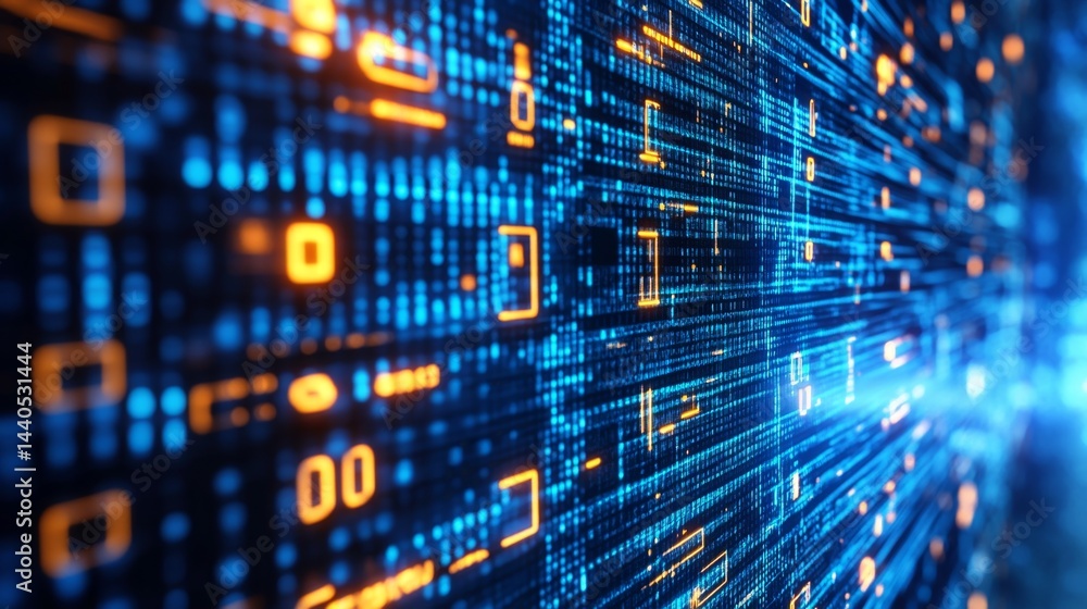 Poster data transmission dynamics in cyber networks digital realm infographic tech environment abstract per
