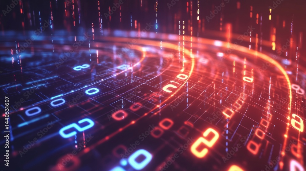Poster dynamic data visualization digital realm abstract graphic cyber environment close-up view innovation