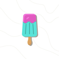 Pink cyan ice cream fresh, sweet delicious, cheerful summer, unique vector illustration