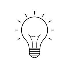 Light bulb outline vector illustration on white background