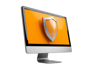 Exploring Advanced Cybersecurity Concepts through Innovative 3D Icons Featuring a Computer and Shield in a Secure Visual Environment