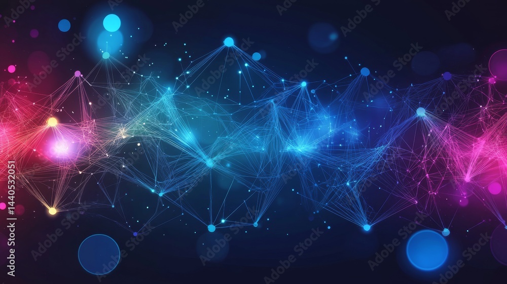 Poster dynamic abstract art infused with colorful light patterns digital design tech environment modern con