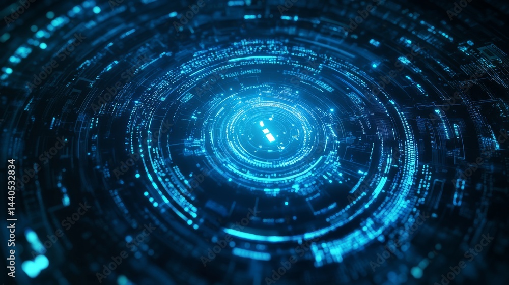 Poster exploring digital innovation abstract technology virtual space graphic design cyber environment aeri