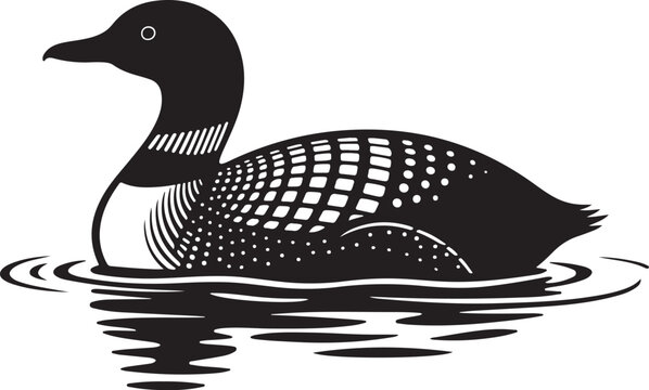 Common loon bird silhouette vector illustration. duck silhouette vector