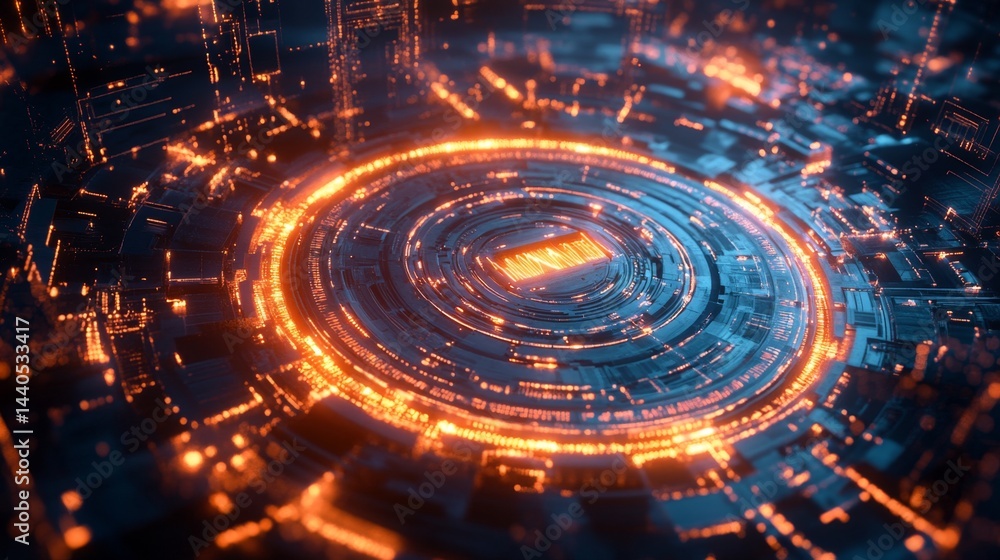 Poster dynamic technological visualization digital realm abstract background futuristic environment close-u