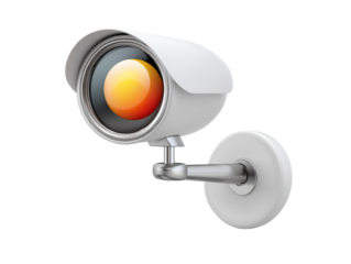 Exploring Modern Cybersecurity Concepts Through a Realistic Icon Set Featuring a White Security Camera with Red Lens and Innovative Tech Elements