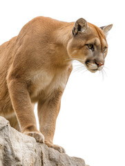Naklejka premium Majestic Cougar Perched on a Rock A Stunning Wildlife Image