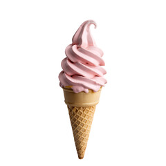 Strawberry soft serve ice cream cone