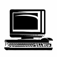 Stylized black and white computer illustration on white background  