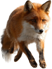 Fototapeta premium Majestic Red Fox Leaping Forward A Stunning Wildlife Image