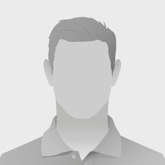 Illustration of generic male avatar in gray tones for anonymous profile placeholder with neutral expression designed for use in online platforms and social media