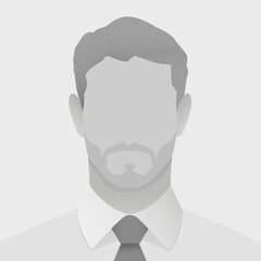 Faceless silhouette of a businessman depicted in minimalist grey colors wearing formal attire on plain background. Suitable for identity themes and professional avatar default photo placeholder