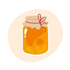 Honey jar. Flat vector illustration perfect for organic food, beekeeping and nature theme