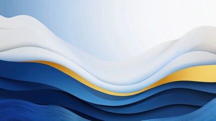 Obraz premium Abstract blue, white, and gold wavy background.