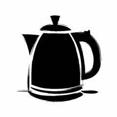 Obraz premium Elegant black kettle illustration on a white background 