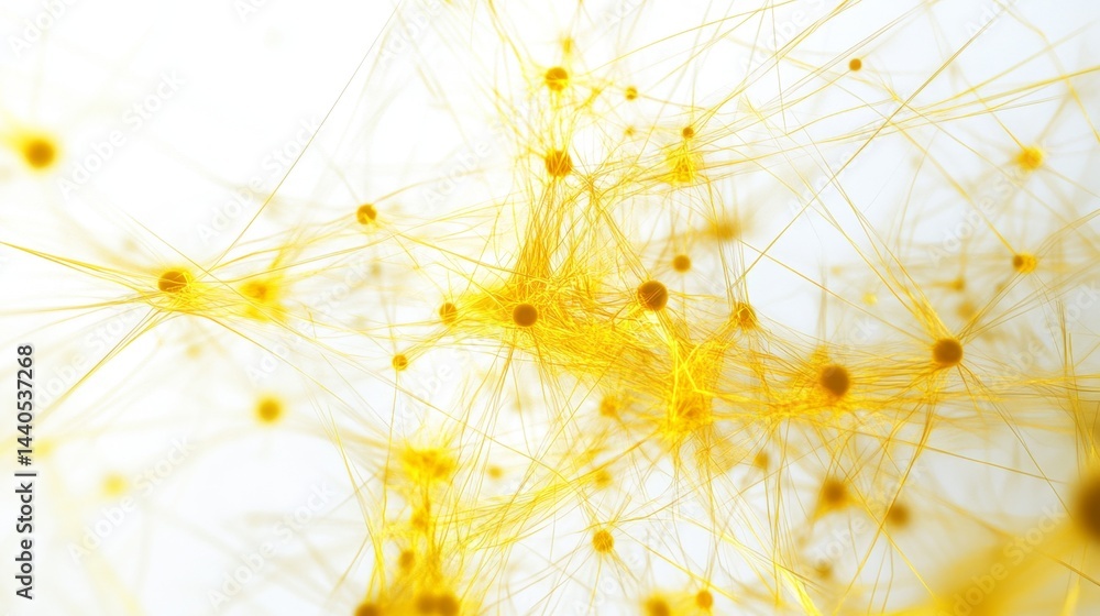Poster dynamic yellow fiber patterns abstract concept digital art light background close-up view visual sci