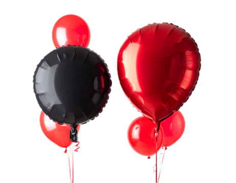 red and black balloons isolated on white or transparent png