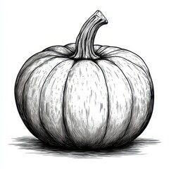 Detailed illustration of a pumpkin showcasing its texture and shape, perfect for autumn themes and seasonal decorations