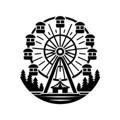 Minimalist Ferris Wheel Silhouette Against the Horizon