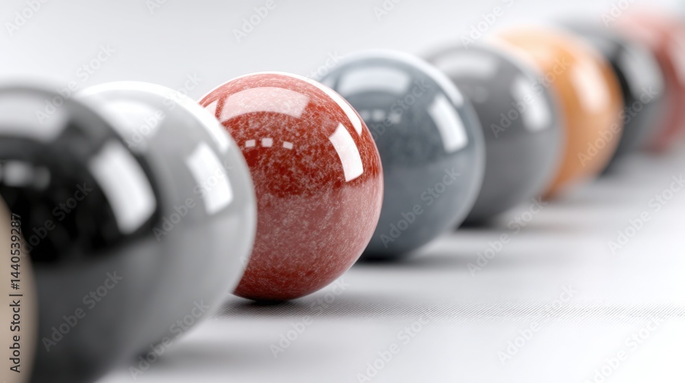 Poster a row of colorful balls representing diversified asset allocation in financial strategies and invest