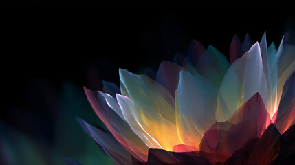 Colorful Abstract Lotus Flower Illustration With Translucent Gradient Petals