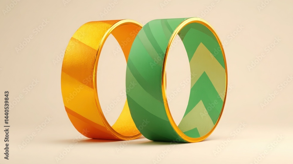Poster two rings made out of green and orange representing dynamic asset allocation models and adjusting po