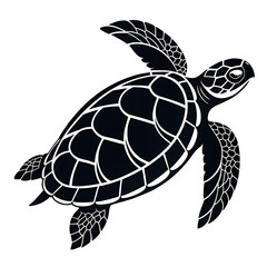 Fototapeta premium An elegant turtle silhouette icon set against a clean white background. 