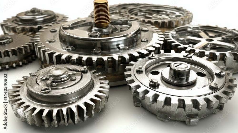 Poster a bunch of gears working together illustrating dynamic support and resistance in mechanical and fina