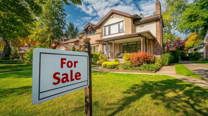 Charming family home for sale suburban neighborhood real estate listing vibrant greenery eye-level view dream living space