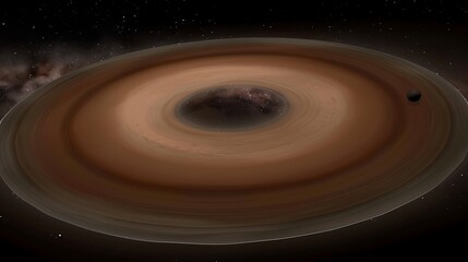 Planetary ring system with moonlet orbiting a distant, intriguing exo-planet