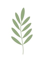 Obraz premium Single Green Leaf Branch on White Background Simple Illustration