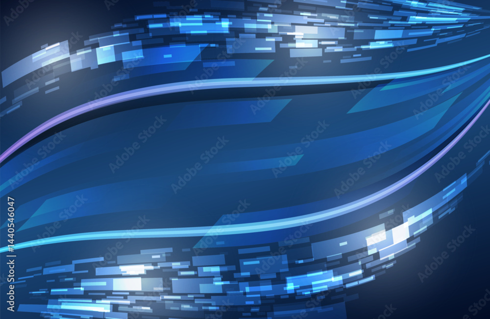 Aufkleber Data transfer and protection, internet communication on a blue background. High computer technology design. Modern science vector presentation. Abstract lines and waves futuristic concept.