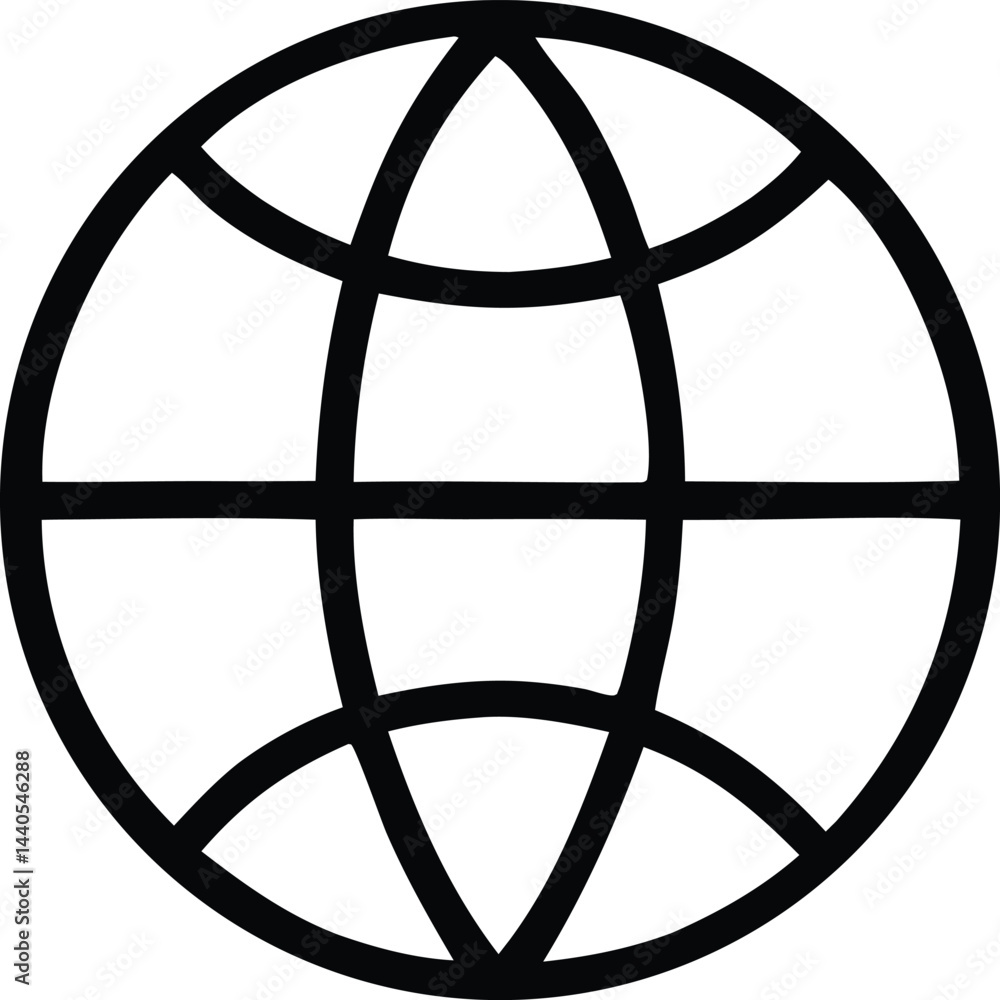 Poster a 3d vector globe icon represents the global internet network on a world map sphere