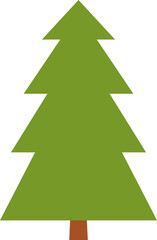 Flat trees set, pines, spruces, conifers and deciduous trees. Forest green tree nature plant isolated illustration