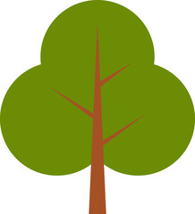 Flat trees set, pines, spruces, conifers and deciduous trees. Forest green tree nature plant isolated illustration
