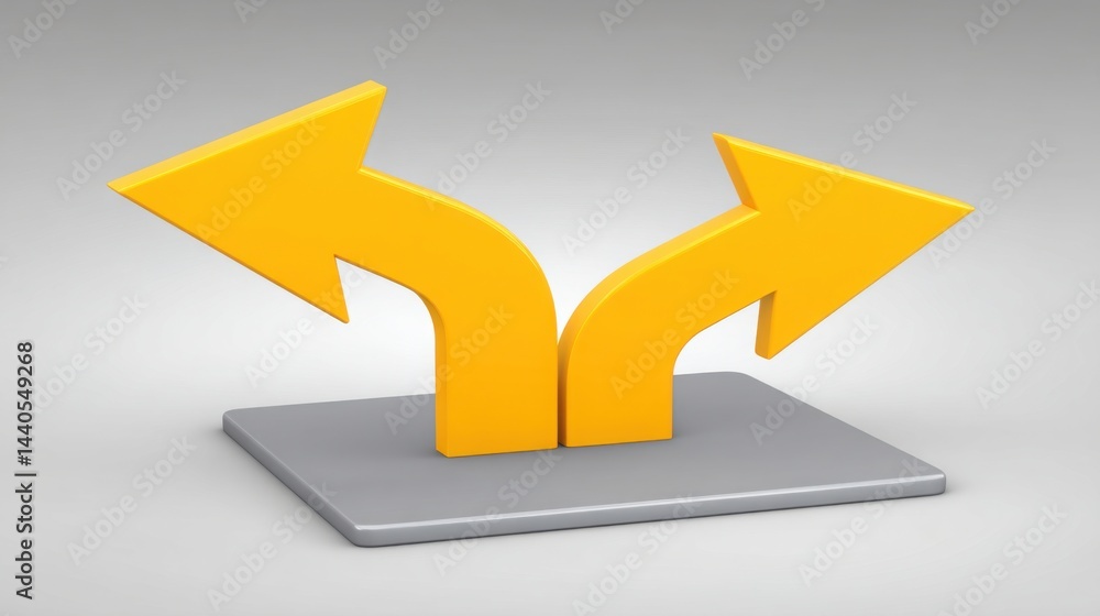 Poster yellow arrow pointing towards exit on gray surface representing checklist icon concept for identifyi