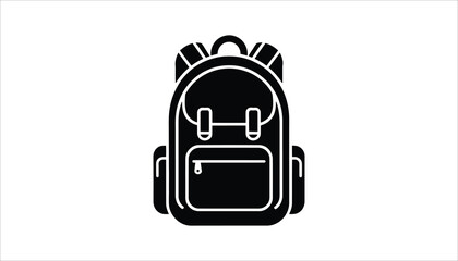 Obraz premium Backpack Silhouette Icon Travel School Bag Minimalist Vector Art