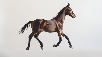 Fototapeta premium Dynamic horse in motion studio setting animal photography minimalist environment side view graceful elegance