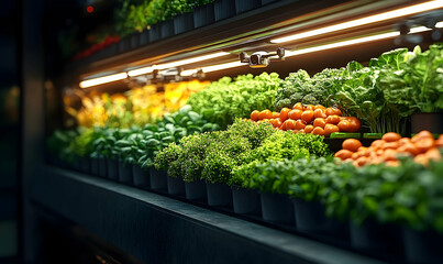 Fresh produce display in grocery store