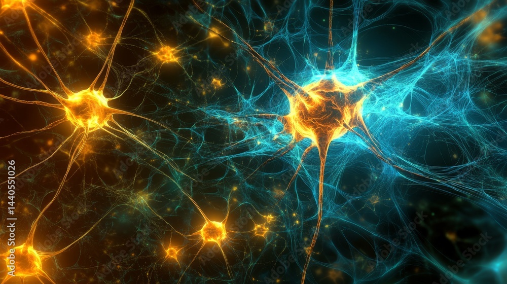 Poster dynamic neuron interaction visualization laboratory digital art scientific environment macro view ne