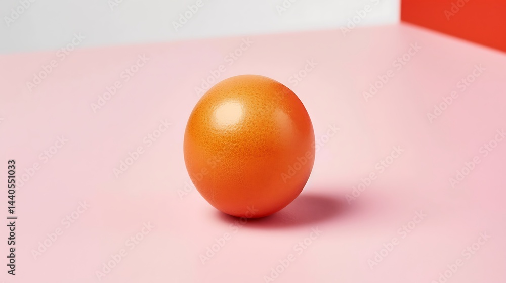 Aufkleber minimalist image of an orange sphere on a soft pink surface with bold color blocks