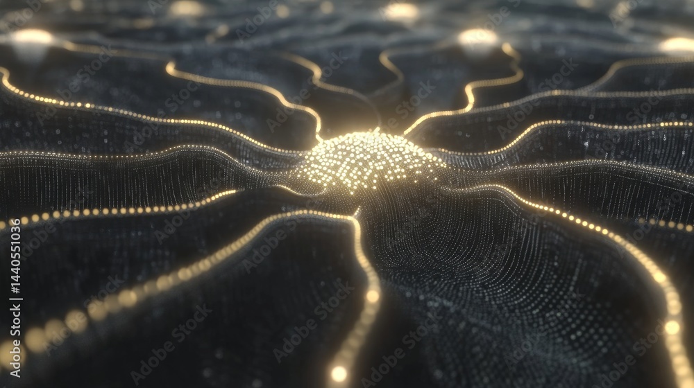 Poster dynamic flow of neural connections virtual space digital art abstract close-up conceptualizing techn