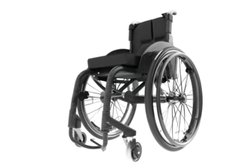 Empty wheelchair angled isolated on transparent png background